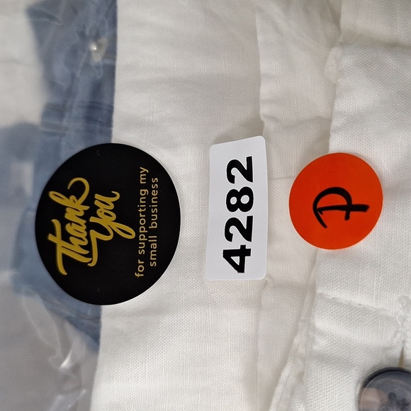 H&M White Linen Blend Paperbag Waist Pants Size 10 - Picture 2 of 11